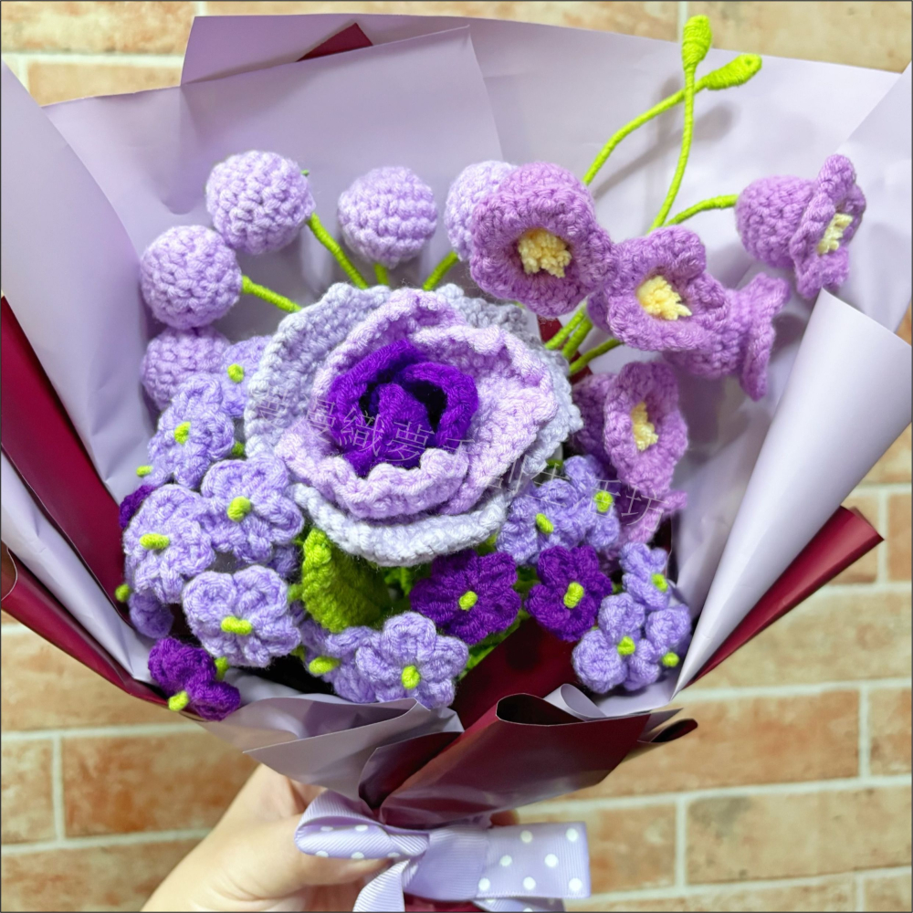 花束 成品 『漫漫織夢』 教師節 畢業禮 生日花束 交換禮物 永生 人造花 手工花 手織花 毛線花束 手工編織-細節圖6