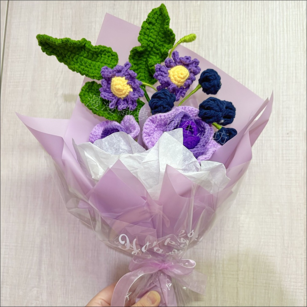 花束 成品 『漫漫織夢』 教師節 畢業禮 生日花束 交換禮物 永生 人造花 手工花 手織花 毛線花束 手工編織-規格圖6
