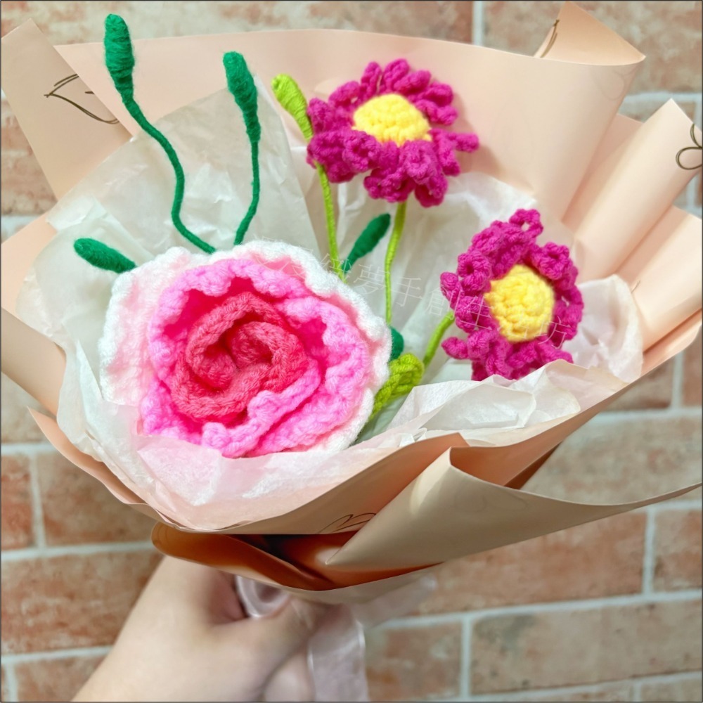 花束 成品 『漫漫織夢』 教師節 畢業禮 生日花束 交換禮物 永生 人造花 手工花 手織花 毛線花束 手工編織-規格圖6