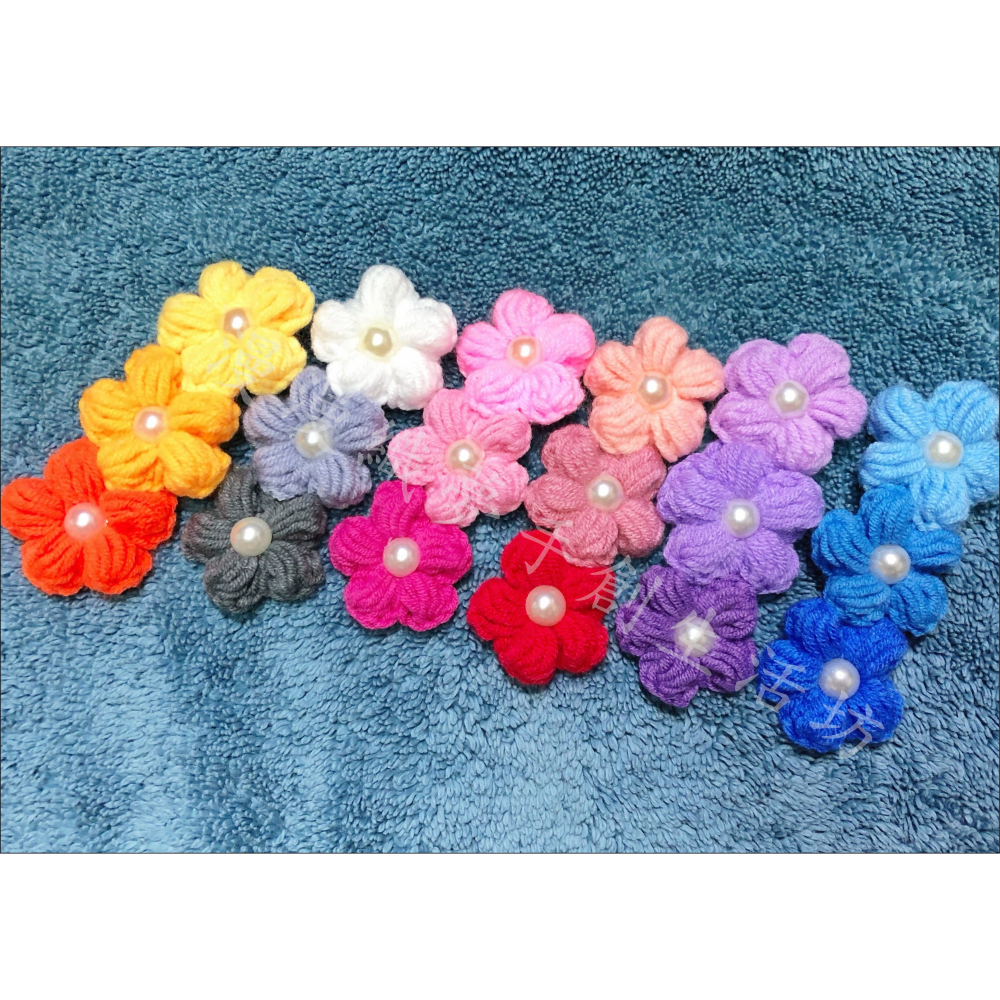 漸層色 泡芙 髮夾 髮飾 成品『漫漫織夢』 花朵 小花 邊夾 瀏海夾 bb夾 針織 毛線編織 壓夾-細節圖4