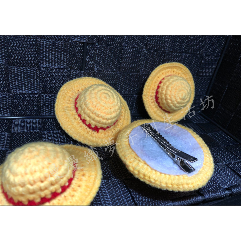 魯夫 髮夾 帽子 髮飾 成品 『漫漫織夢』 魯夫帽 航海 海賊 立體 邊夾 鴨嘴夾 頭飾 瀏海夾-細節圖2