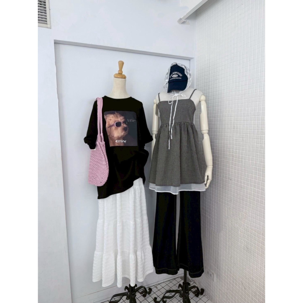 [HUN_SHOP] 細肩格紋雙綁帶兩件式背心-細節圖4