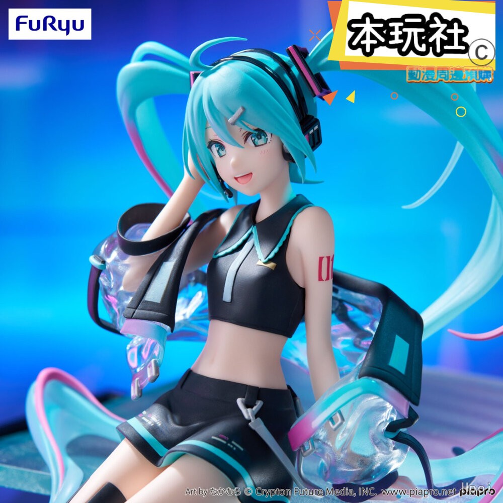 本玩社 現貨 景品 初音未來 Neon Cyber 全新 正版 FURYU 泡麵蓋 坐姿 初音 公仔-細節圖4