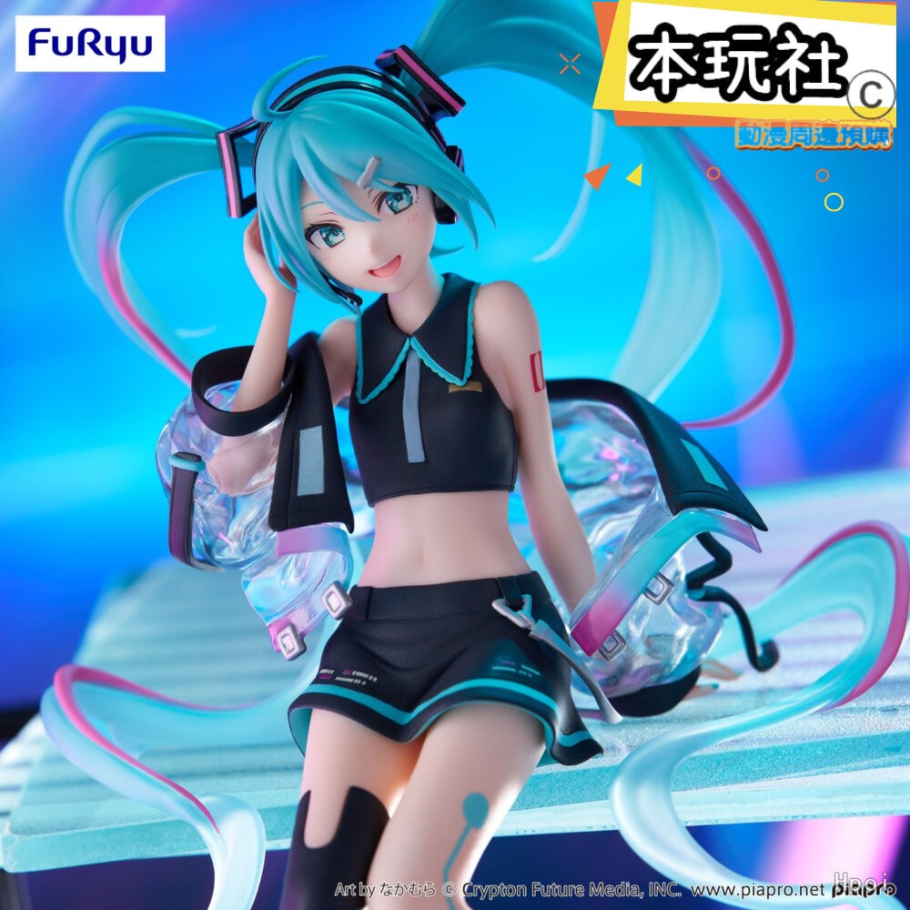 本玩社 現貨 景品 初音未來 Neon Cyber 全新 正版 FURYU 泡麵蓋 坐姿 初音 公仔-細節圖6