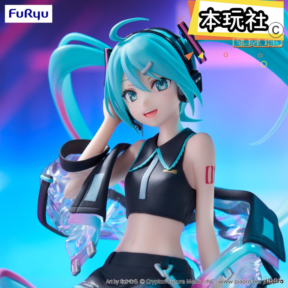 本玩社 現貨 景品 初音未來 Neon Cyber 全新 正版 FURYU 泡麵蓋 坐姿 初音 公仔-細節圖7