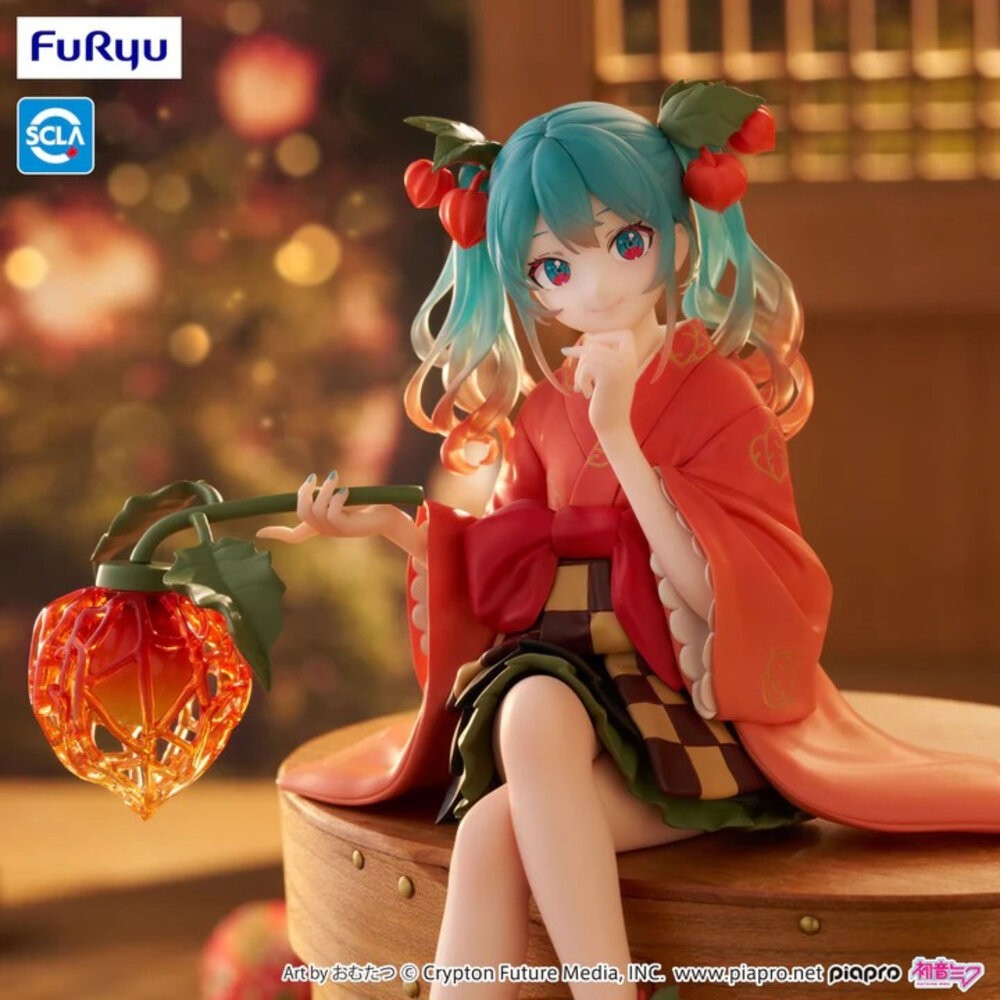 全新 現貨 初音未來 景品 正版 FURYU 泡麵蓋 坐姿 初音 冬季櫻桃 公仔 本玩社-細節圖2