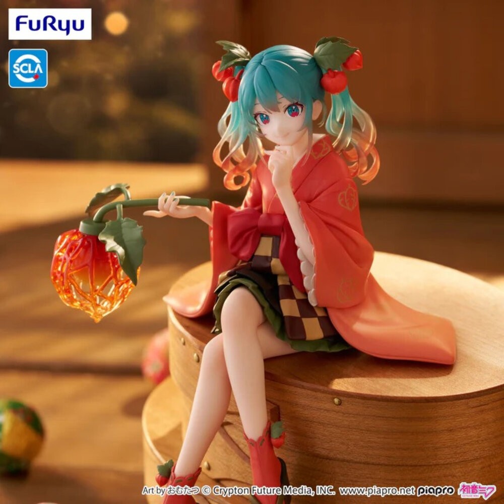 全新 現貨 初音未來 景品 正版 FURYU 泡麵蓋 坐姿 初音 冬季櫻桃 公仔 本玩社-細節圖3