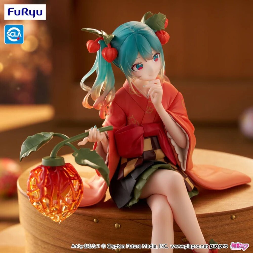 全新 現貨 初音未來 景品 正版 FURYU 泡麵蓋 坐姿 初音 冬季櫻桃 公仔 本玩社-細節圖4