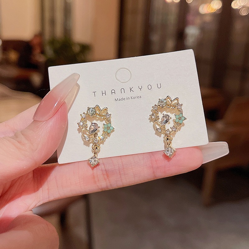 🎀高雄出貨🎀V830 S925銀針韓國新款小清新花朵 耳環 ins潮網紅同款鋯石耳釘 小清新 花朵 ins 網紅 鋯石-細節圖2