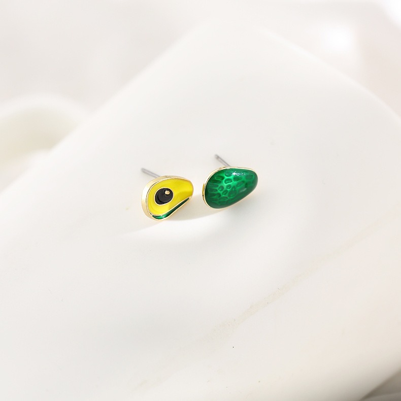 🎀V385🎀 少女款 小清新 牛油果耳釘 S925銀針耳飾 水果系列 耳釘 網紅 同款 小飾品 小巧 耳環 耳釘-細節圖3