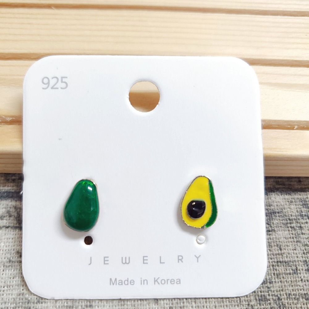 🎀V385🎀 少女款 小清新 牛油果耳釘 S925銀針耳飾 水果系列 耳釘 網紅 同款 小飾品 小巧 耳環 耳釘-細節圖6