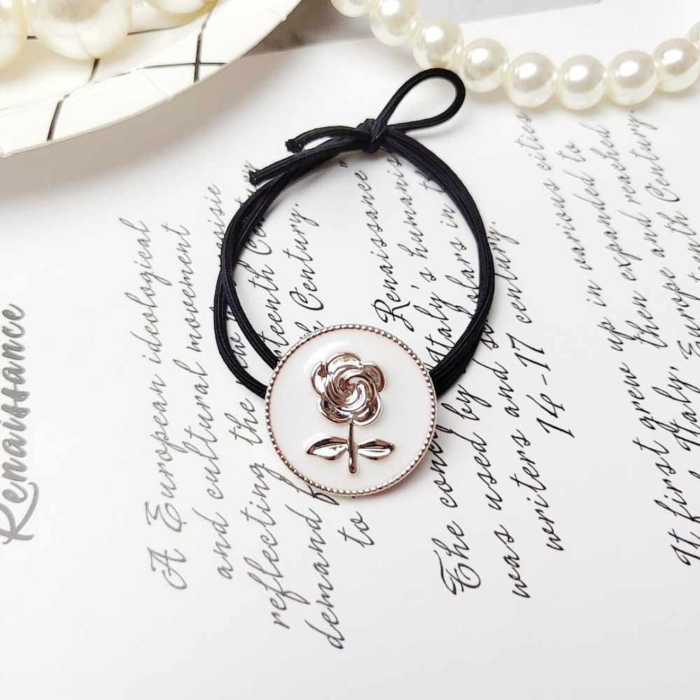 韓版 玫瑰花髮圈 小清新 百搭 馬尾 丸子頭 皮筋 髮繩 玫瑰花小清新 百搭馬尾 丸子頭皮筋 髮繩 二色-細節圖2