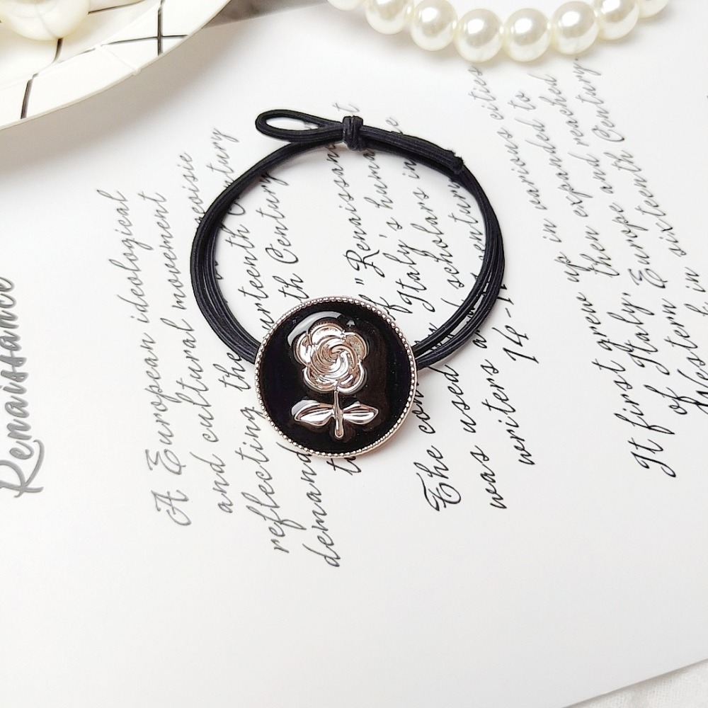 韓版 玫瑰花髮圈 小清新 百搭 馬尾 丸子頭 皮筋 髮繩 玫瑰花小清新 百搭馬尾 丸子頭皮筋 髮繩 二色-細節圖3