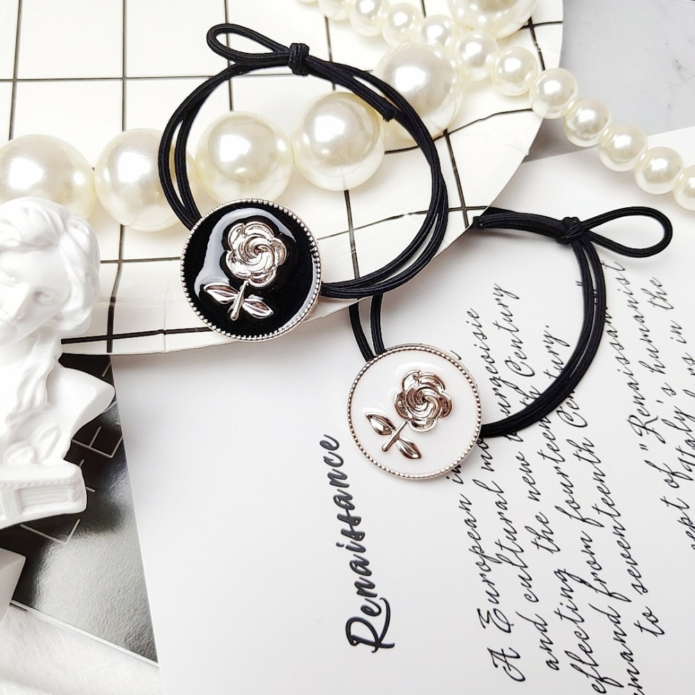 韓版 玫瑰花髮圈 小清新 百搭 馬尾 丸子頭 皮筋 髮繩 玫瑰花小清新 百搭馬尾 丸子頭皮筋 髮繩 二色-細節圖5