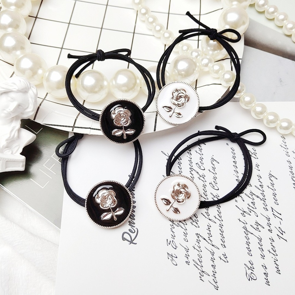 韓版 玫瑰花髮圈 小清新 百搭 馬尾 丸子頭 皮筋 髮繩 玫瑰花小清新 百搭馬尾 丸子頭皮筋 髮繩 二色-細節圖6