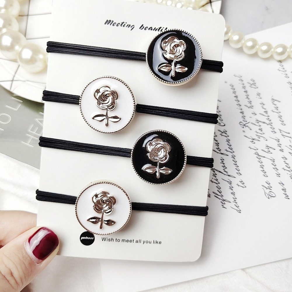 韓版 玫瑰花髮圈 小清新 百搭 馬尾 丸子頭 皮筋 髮繩 玫瑰花小清新 百搭馬尾 丸子頭皮筋 髮繩 二色-細節圖8