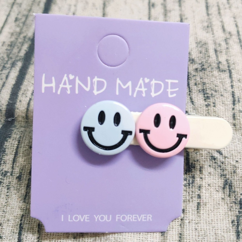 💕小V購物💕【手作髮夾系列 - 馬卡龍笑臉髮夾】 手作髮夾 奶油膠髮夾 可愛髮夾 卡通髮夾 韓系髮夾 鴨嘴夾 現貨-規格圖4