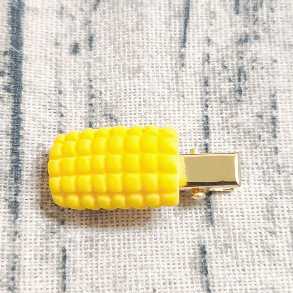 💕小V購物💕【手作髮夾系列 - 玉米髮夾】 3cm手作髮夾 奶油膠髮夾 可愛髮夾 卡通髮夾 韓系髮夾 鴨嘴夾 兒童-細節圖3