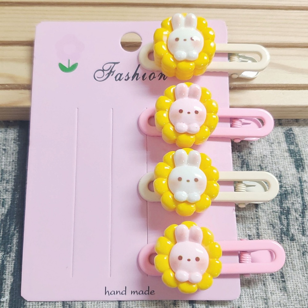 💕小V購物💕【手作髮夾系列 - 玉米兔兔髮夾】 手作髮夾 奶油膠髮夾 可愛髮夾 卡通髮夾 韓系髮夾 鴨嘴夾 現貨 d-細節圖2