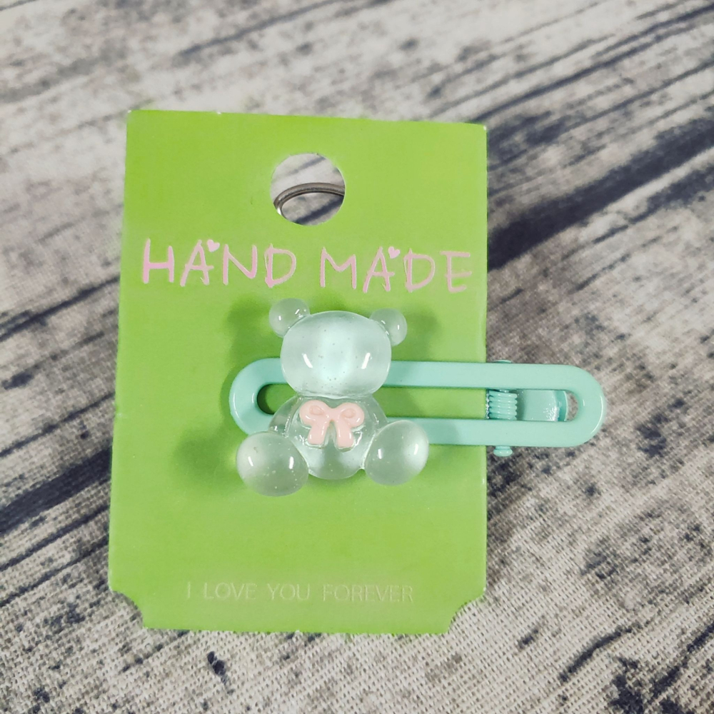 💕小V購物💕【手作髮夾系列 - 冰透小熊髮夾】 手作髮夾 奶油膠髮夾 可愛髮夾 卡通髮夾 韓系髮夾 鴨嘴夾 現貨 d-細節圖2