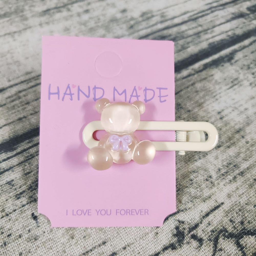 💕小V購物💕【手作髮夾系列 - 冰透小熊髮夾】 手作髮夾 奶油膠髮夾 可愛髮夾 卡通髮夾 韓系髮夾 鴨嘴夾 現貨 d-細節圖3