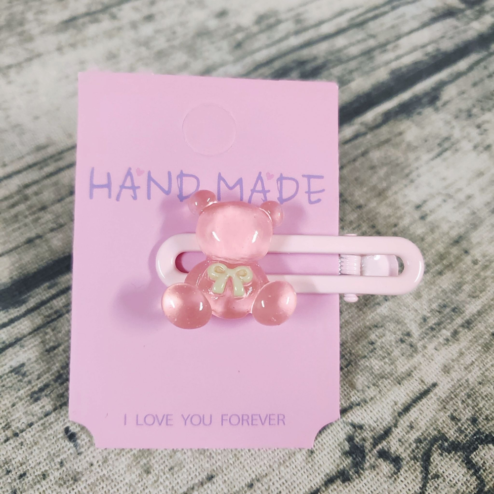💕小V購物💕【手作髮夾系列 - 冰透小熊髮夾】 手作髮夾 奶油膠髮夾 可愛髮夾 卡通髮夾 韓系髮夾 鴨嘴夾 現貨 d-細節圖4