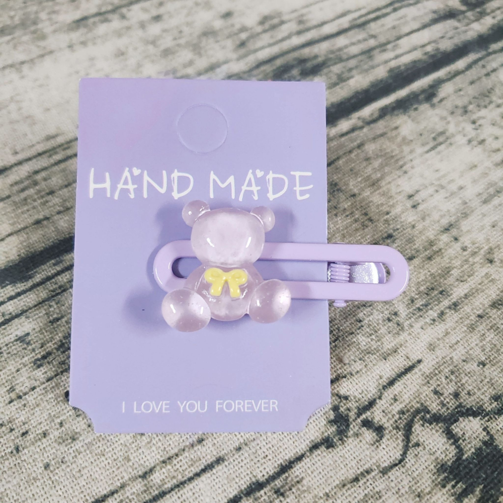 💕小V購物💕【手作髮夾系列 - 冰透小熊髮夾】 手作髮夾 奶油膠髮夾 可愛髮夾 卡通髮夾 韓系髮夾 鴨嘴夾 現貨 d-細節圖5