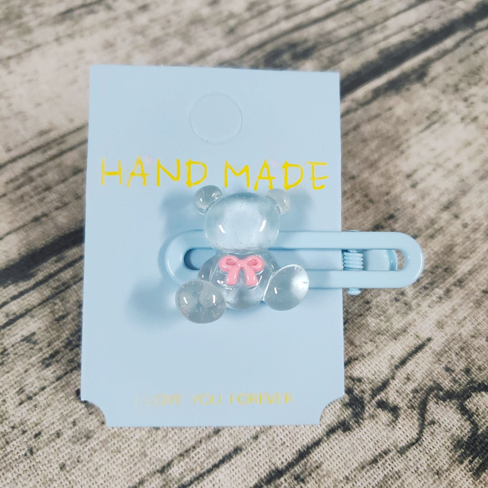 💕小V購物💕【手作髮夾系列 - 冰透小熊髮夾】 手作髮夾 奶油膠髮夾 可愛髮夾 卡通髮夾 韓系髮夾 鴨嘴夾 現貨 d-細節圖7