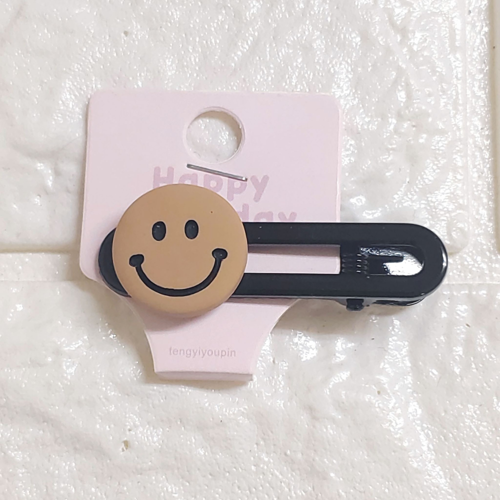 💕小V購物💕【手作髮夾系列 - 笑臉髮夾】 手作髮夾 奶油膠髮夾 可愛髮夾 卡通髮夾 韓系髮夾 鴨嘴夾 現貨 diy-細節圖2