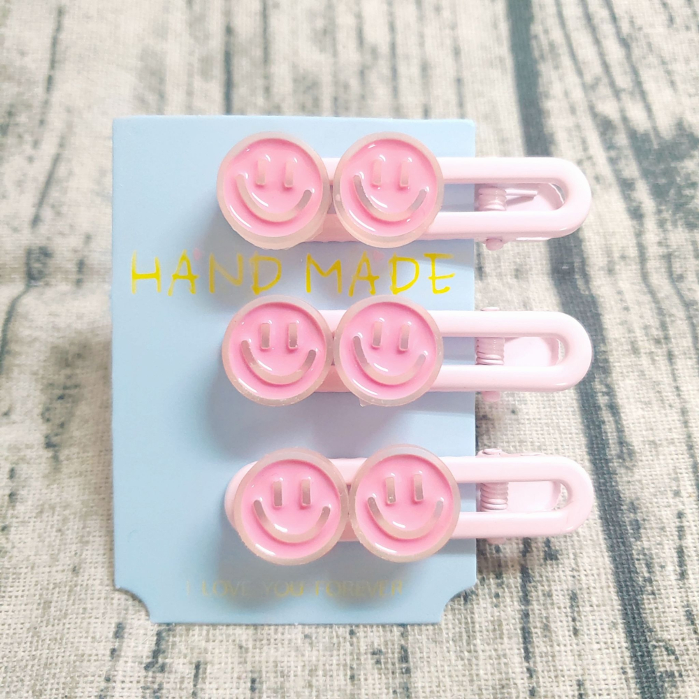 💕小V購物💕【手作髮夾系列 - 微笑髮夾】 手作髮夾 奶油膠髮夾 可愛髮夾 卡通髮夾 韓系髮夾 鴨嘴夾 現貨-細節圖2