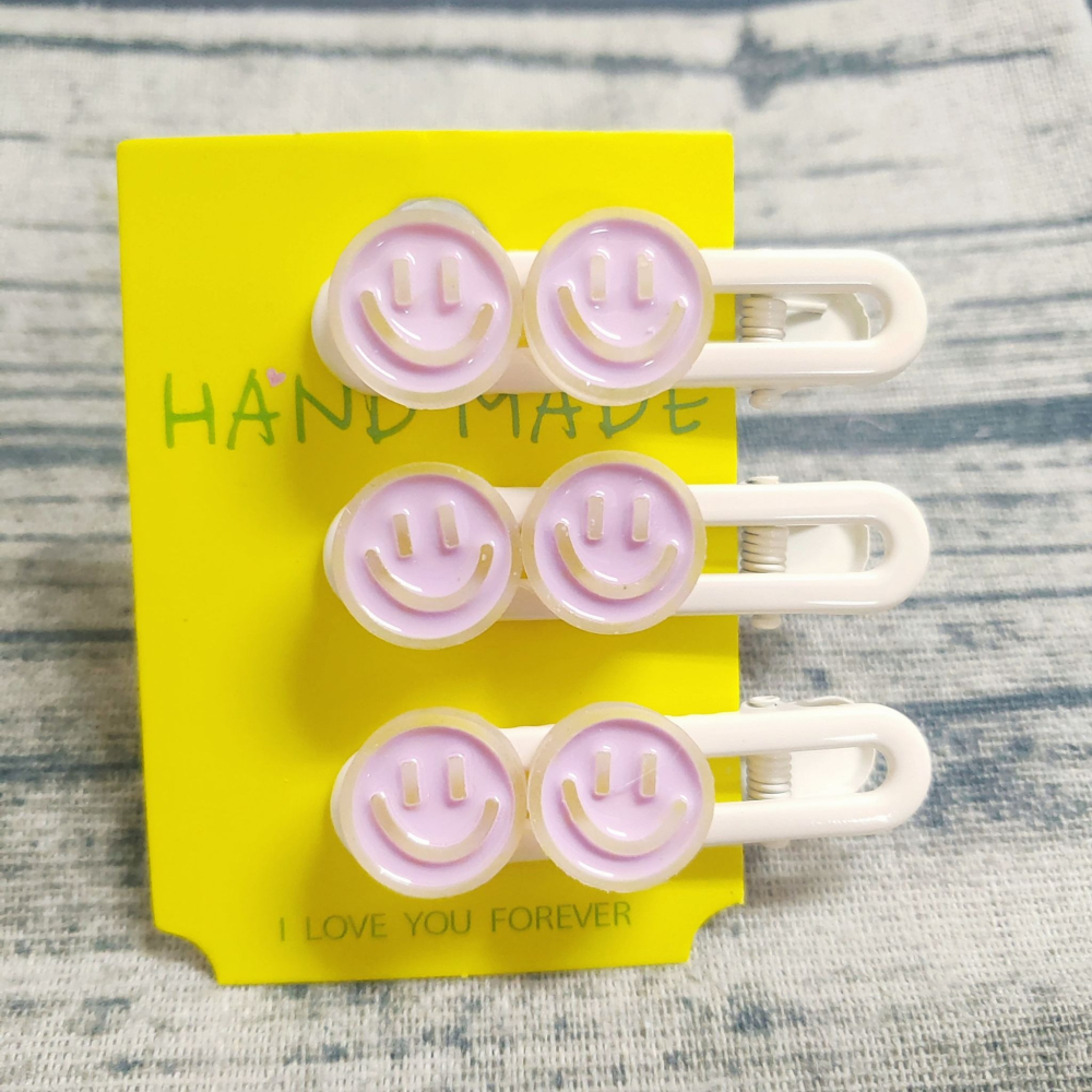💕小V購物💕【手作髮夾系列 - 微笑髮夾】 手作髮夾 奶油膠髮夾 可愛髮夾 卡通髮夾 韓系髮夾 鴨嘴夾 現貨-細節圖3