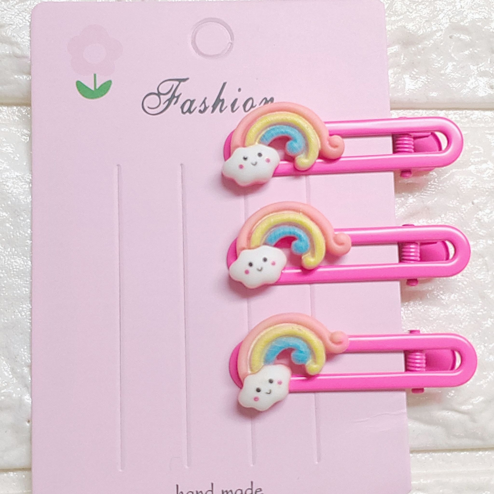 💕小V購物💕【手作髮夾系列 - 彩虹雲髮夾】 手作髮夾 奶油膠髮夾 可愛髮夾 卡通髮夾 韓系髮夾 鴨嘴夾 現貨 di-細節圖2