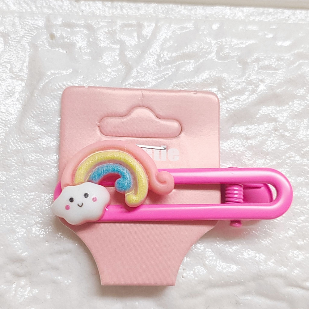 💕小V購物💕【手作髮夾系列 - 彩虹雲髮夾】 手作髮夾 奶油膠髮夾 可愛髮夾 卡通髮夾 韓系髮夾 鴨嘴夾 現貨 di-細節圖3