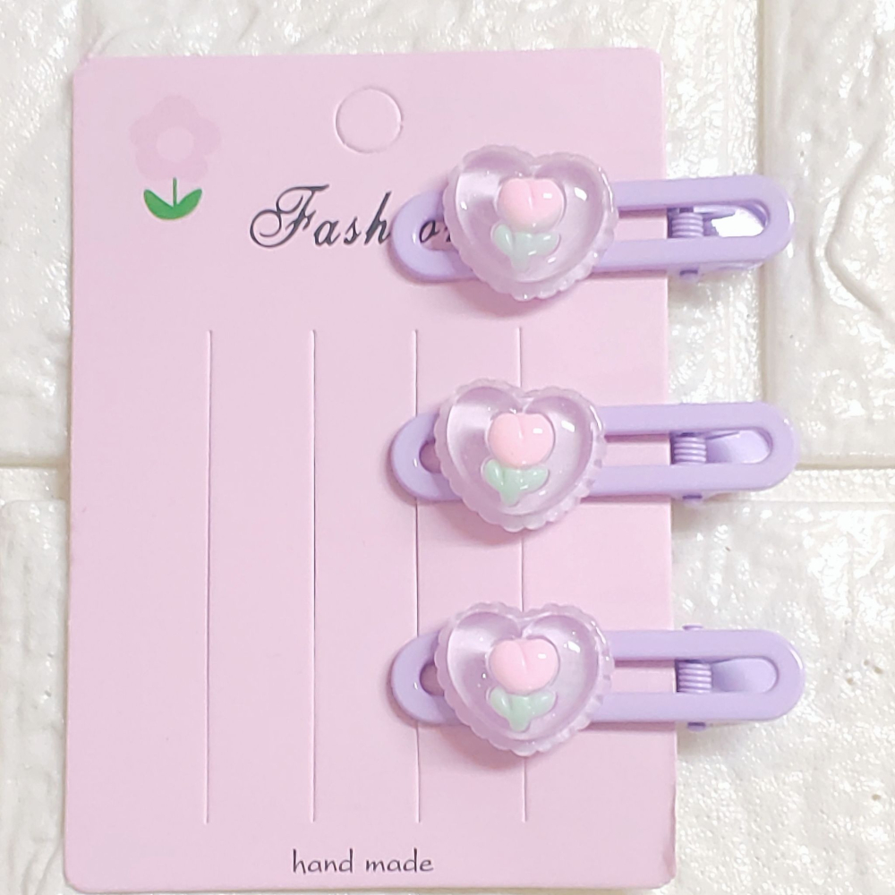 💕小V購物💕【手作髮夾系列 - 愛心花朵髮夾】 手作髮夾 奶油膠髮夾 可愛髮夾 卡通髮夾 韓系髮夾 鴨嘴夾 現貨 d-細節圖2