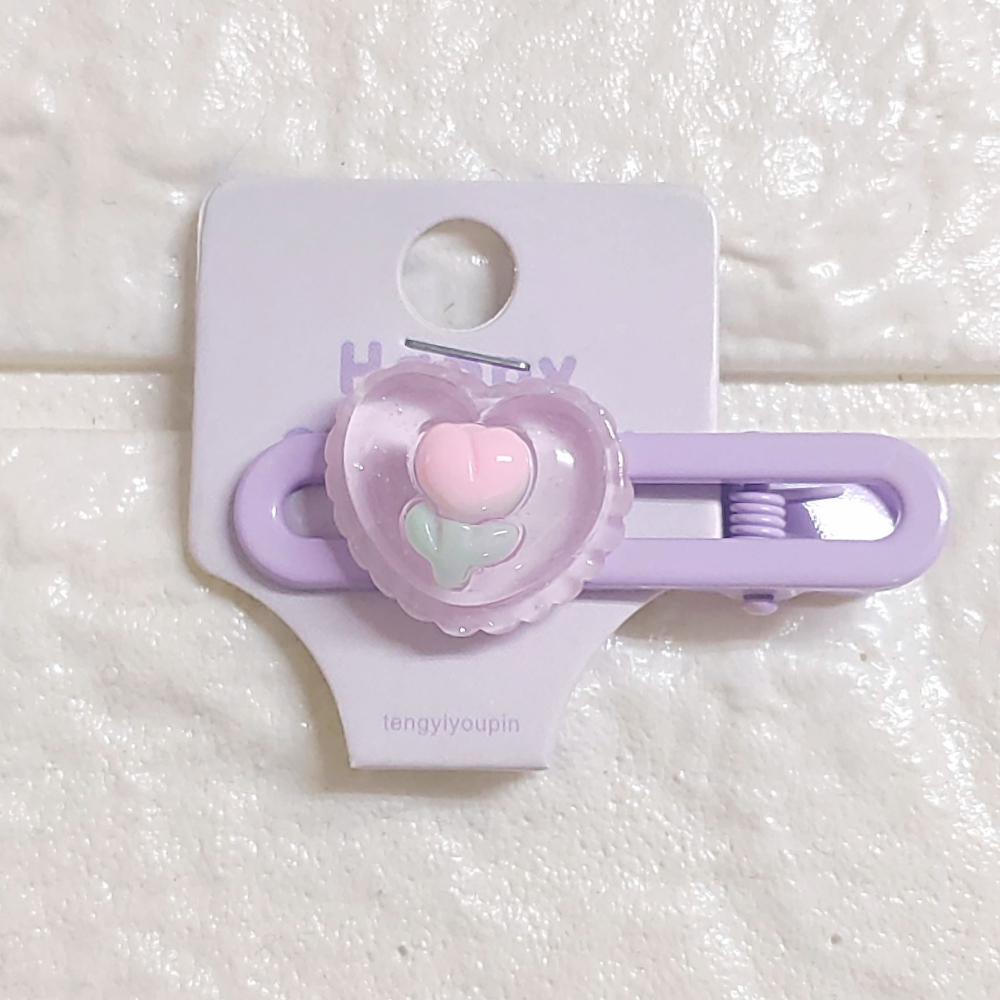 💕小V購物💕【手作髮夾系列 - 愛心花朵髮夾】 手作髮夾 奶油膠髮夾 可愛髮夾 卡通髮夾 韓系髮夾 鴨嘴夾 現貨 d-細節圖3