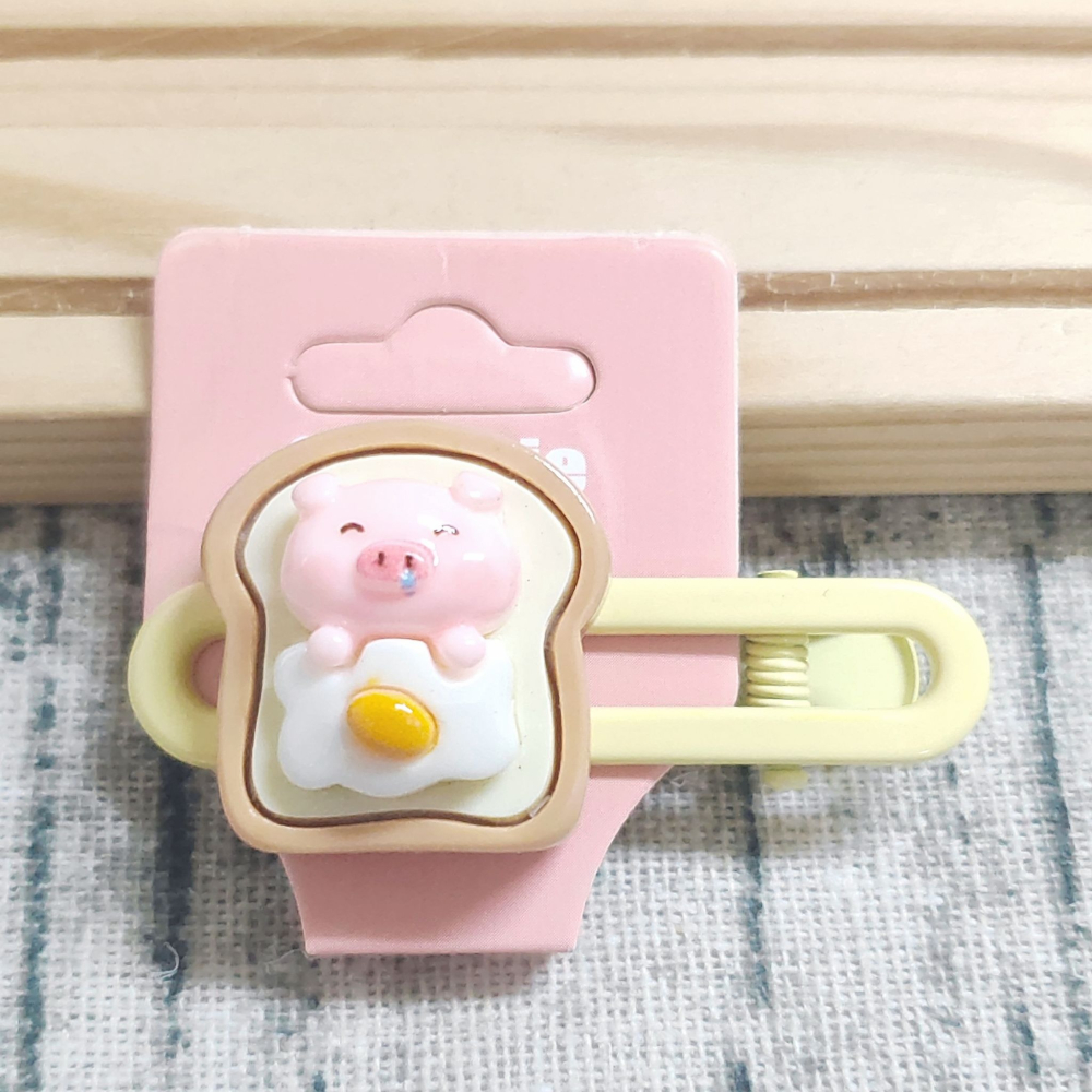 💕小V購物💕【手作髮夾系列 - 睡覺豬豬髮夾】 手作髮夾 奶油膠髮夾 可愛髮夾 卡通髮夾 韓系髮夾 鴨嘴夾 現貨-細節圖2