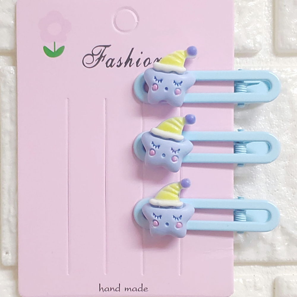 💕小V購物💕【手作髮夾系列 - 藍色星星髮夾】 手作髮夾 奶油膠髮夾 可愛髮夾 卡通髮夾 韓系髮夾 鴨嘴夾 現貨 d-細節圖2