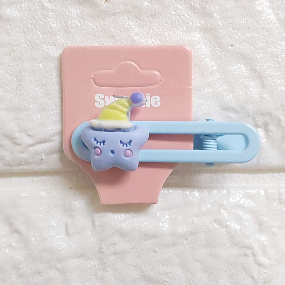 💕小V購物💕【手作髮夾系列 - 藍色星星髮夾】 手作髮夾 奶油膠髮夾 可愛髮夾 卡通髮夾 韓系髮夾 鴨嘴夾 現貨 d-細節圖3