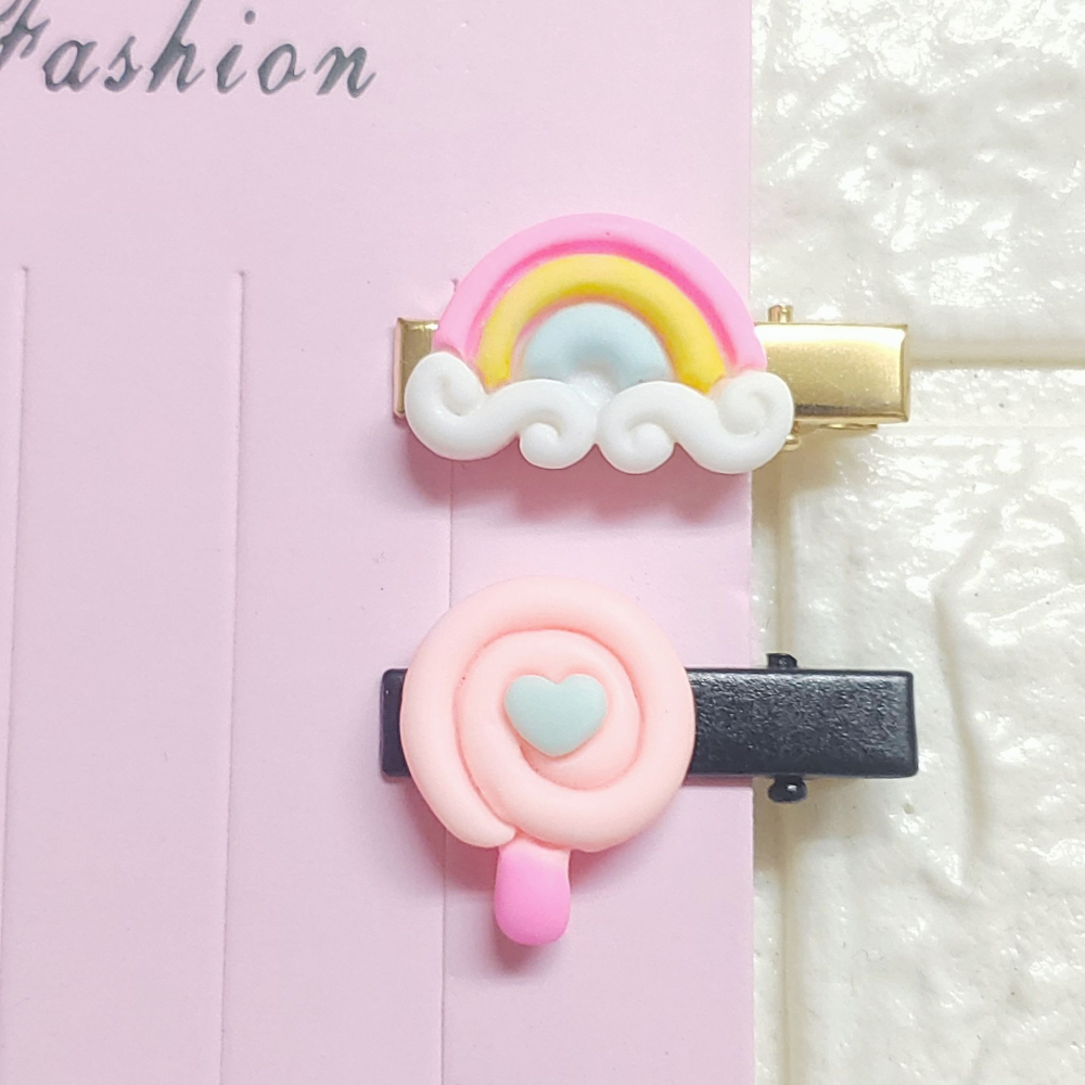 💕小V購物💕【手作髮夾系列 - 寶寶髮夾】 一組2支 手作髮夾 奶油膠髮夾 可愛髮夾 卡通髮夾 韓系髮夾 鴨嘴夾 d-細節圖3