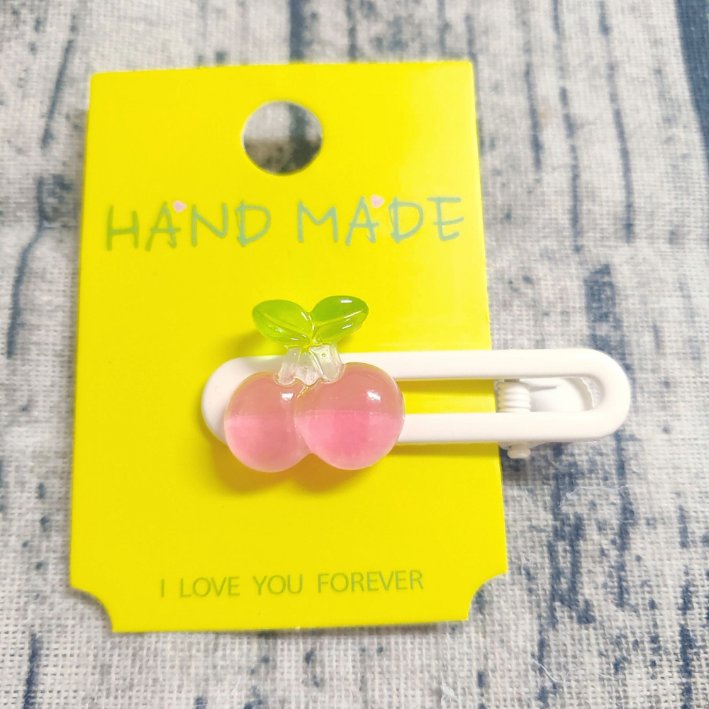 💕小V購物💕【手作髮夾系列 - 櫻桃髮夾】 手作髮夾 奶油膠髮夾 可愛髮夾 卡通髮夾 韓系髮夾 鴨嘴夾 現貨-細節圖3