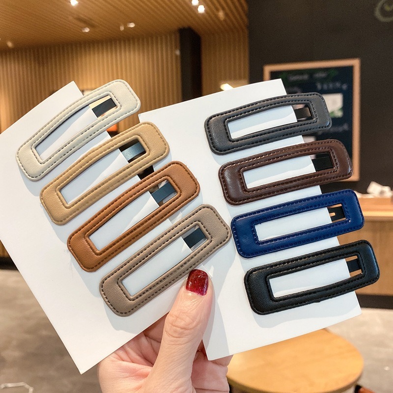 💕小V購物網💕【皮革髮夾BB夾】 髮夾 皮革髮夾 皮質bb夾 一字髮夾 髮飾 頂夾 bb夾 黑髮夾 毛夾 瀏海夾 一-細節圖2