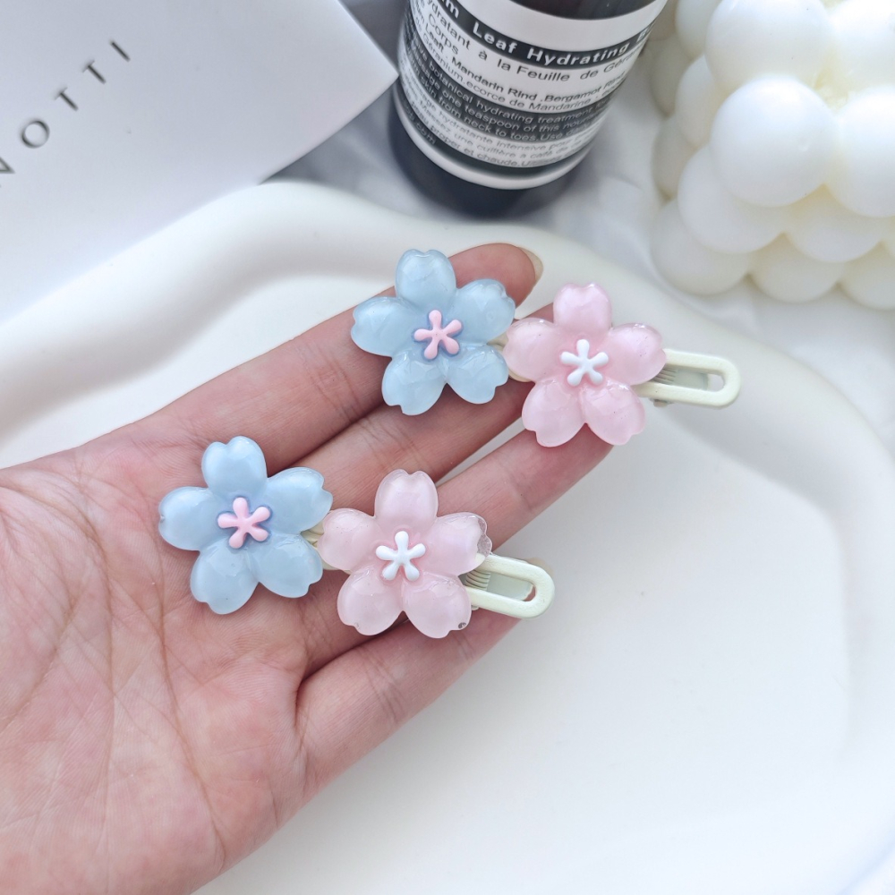 💕小V購物網💕 【一組2支】果凍櫻花髮夾 甜美邊夾花朵髮飾髮夾 瀏海邊夾 櫻花 甜美 花朵 鴨嘴夾 果凍 雙色櫻花-細節圖3