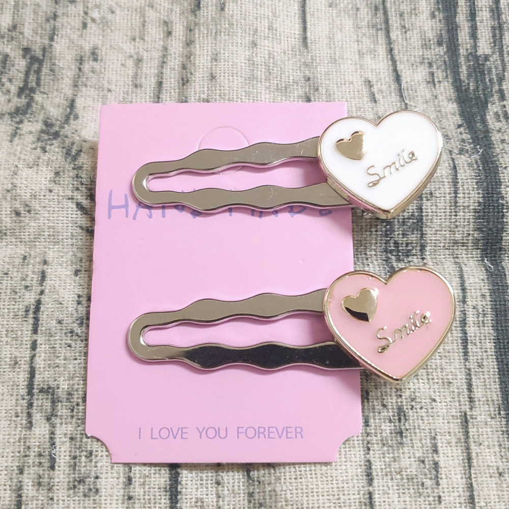 💕小V購物網💕 【一組2支】愛心波浪髮夾 甜美邊夾愛心髮飾髮夾 瀏海邊夾 愛心 甜美 波浪 鴨嘴夾 果凍 愛心波浪-細節圖2