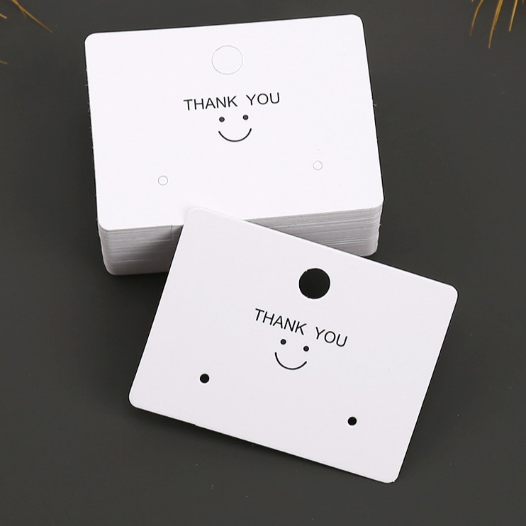 💥新品 笑臉2孔耳環卡【一組50張】💕VP114 💕6x4.5 耳環卡 耳卡 耳環卡紙 耳釘卡 飾品包裝卡 卡紙-細節圖2