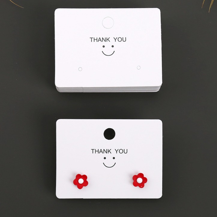 💥新品 笑臉2孔耳環卡【一組50張】💕VP114 💕6x4.5 耳環卡 耳卡 耳環卡紙 耳釘卡 飾品包裝卡 卡紙-細節圖3