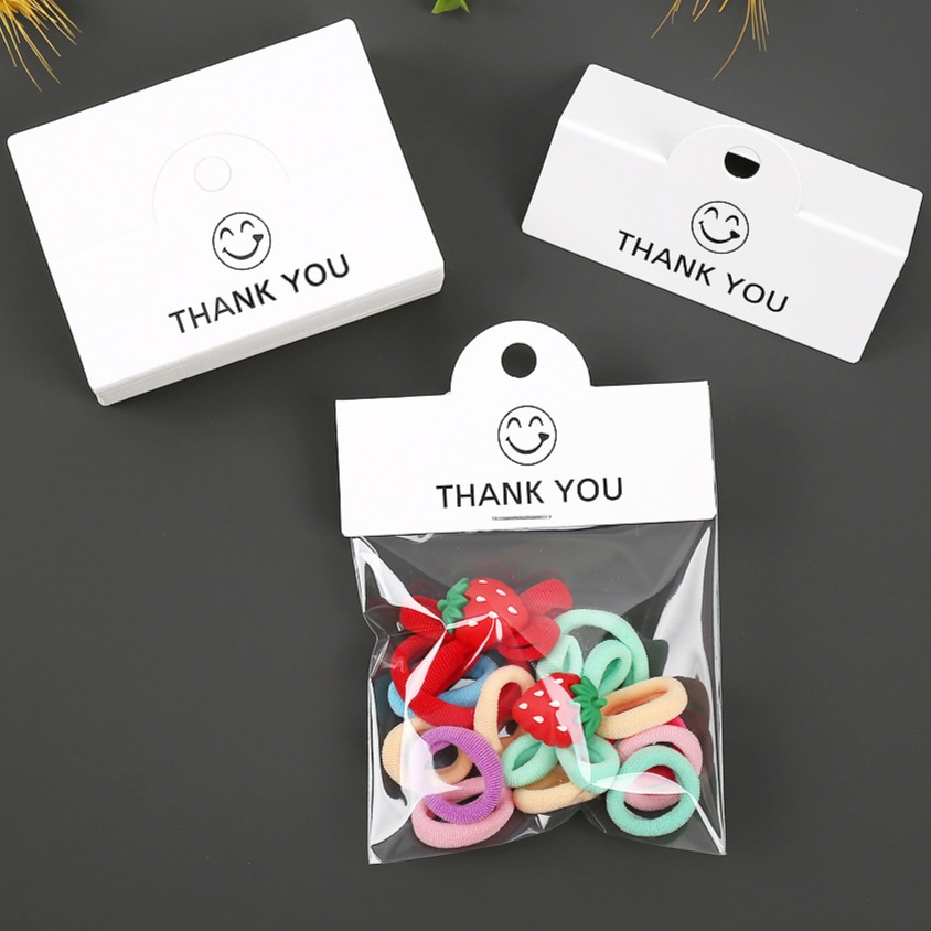 微笑款對折卡紙💕小V購物💕 8x6 一組50入 髮圈紙卡 髮飾紙卡 牛皮 包裝卡 髮圈卡 髮卡 包裝卡 髮圈 髮飾-細節圖3