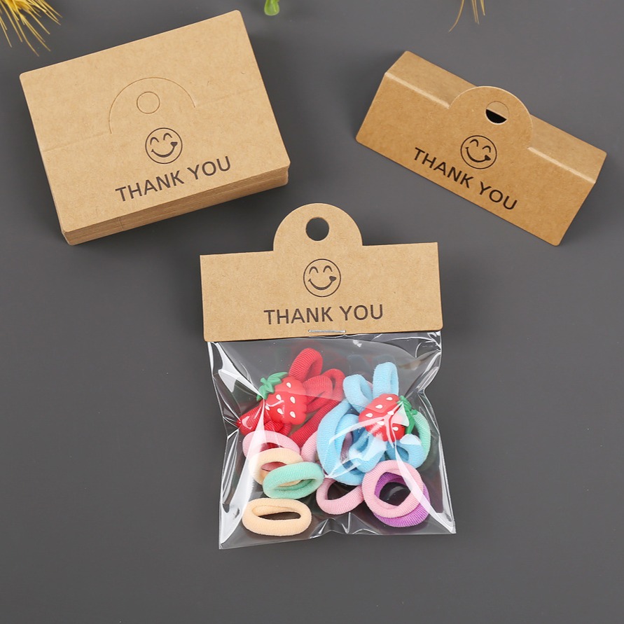 微笑款對折卡紙💕小V購物💕 8x6 一組50入 髮圈紙卡 髮飾紙卡 牛皮 包裝卡 髮圈卡 髮卡 包裝卡 髮圈 髮飾-規格圖5