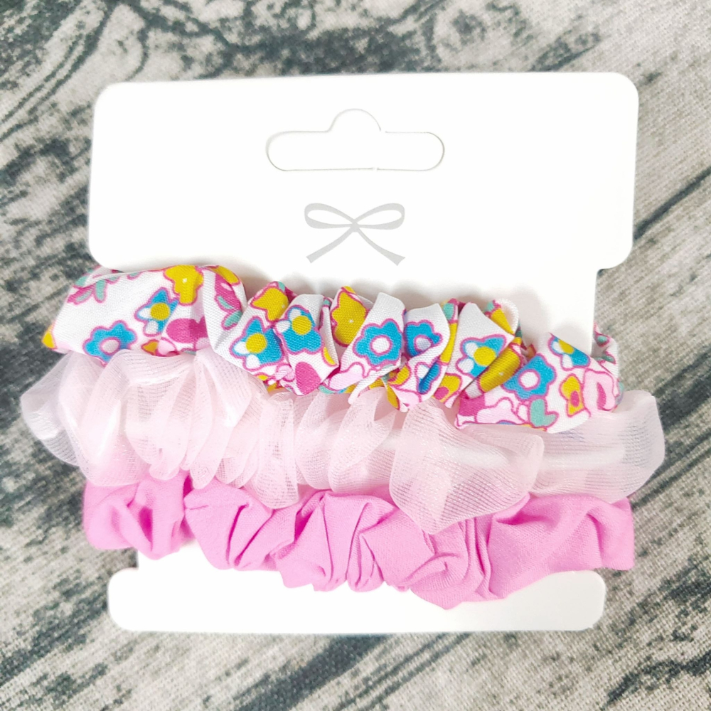 💕小V購物💕【一組3條】ins碎花網紗小清新 小腸髮圈 綁頭髮 髮束 造型髮束 韓版髮繩 橡皮筋髮圈 綁頭髮 綁馬尾-細節圖3