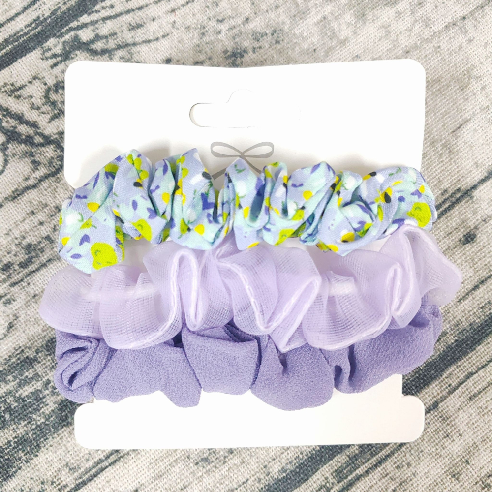 💕小V購物💕【一組3條】ins碎花網紗小清新 小腸髮圈 綁頭髮 髮束 造型髮束 韓版髮繩 橡皮筋髮圈 綁頭髮 綁馬尾-細節圖4