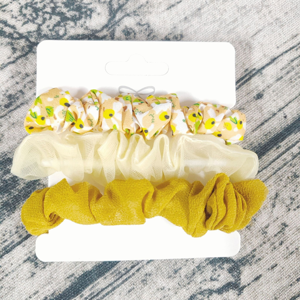 💕小V購物💕【一組3條】ins碎花網紗小清新 小腸髮圈 綁頭髮 髮束 造型髮束 韓版髮繩 橡皮筋髮圈 綁頭髮 綁馬尾-細節圖5